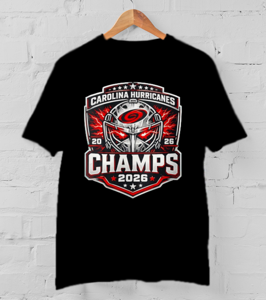 Carolina Hurricanes 2026 Champs Hockey Goalie Helmet T-Shirt