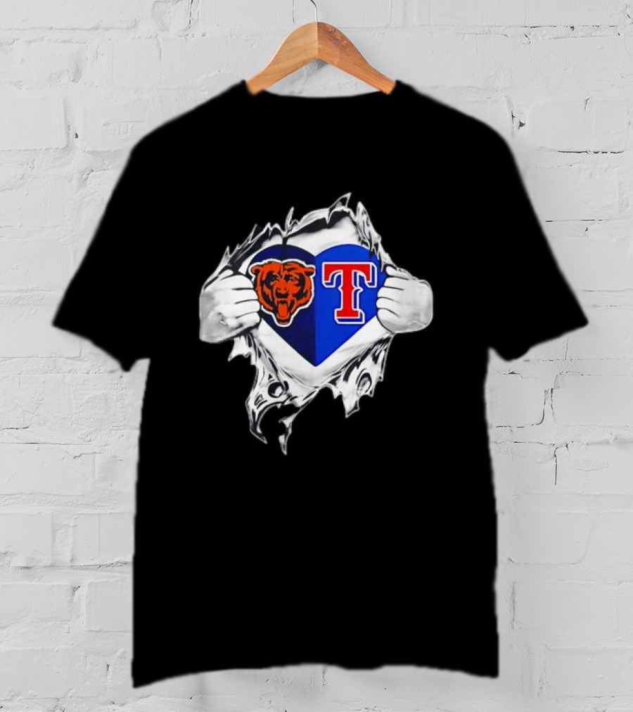 Chicago Bears And Texas Rangers Heart T-Shirt