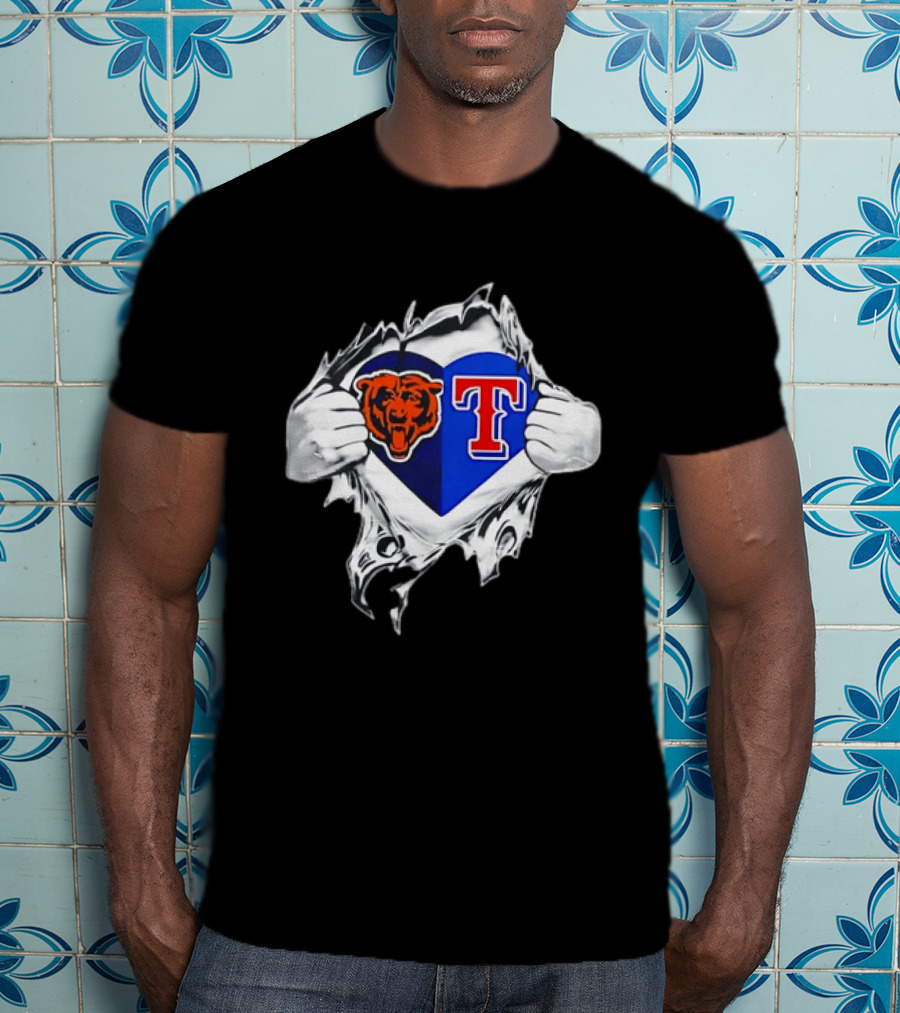 Chicago Bears And Texas Rangers Heart T-Shirt