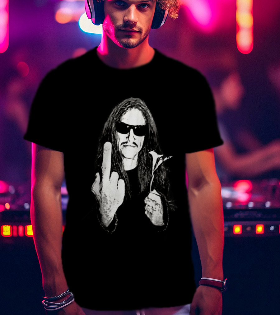 Cliff Burton Middle Finger Black And White Sunglasses Lily Flower T-Shirt