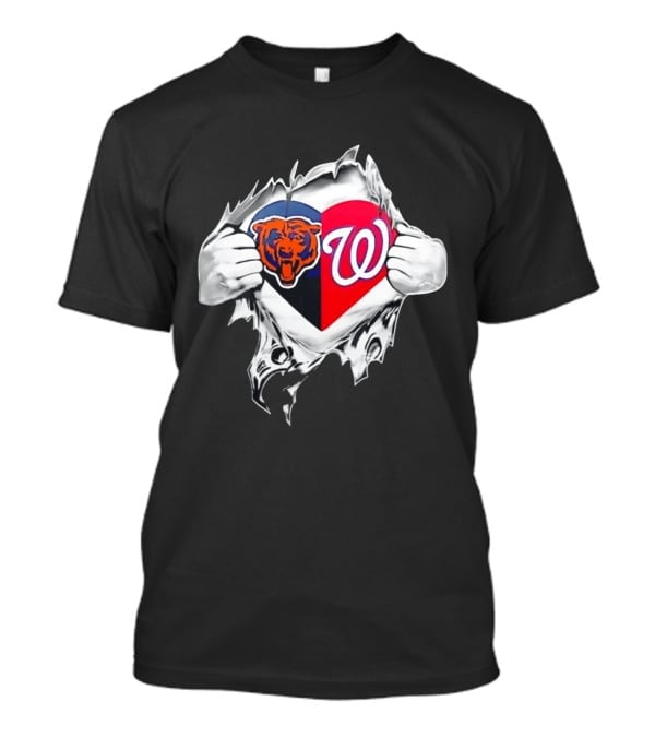 Chicago Bears Washington Nationals Heart Hands Fan Art Image T-Shirt