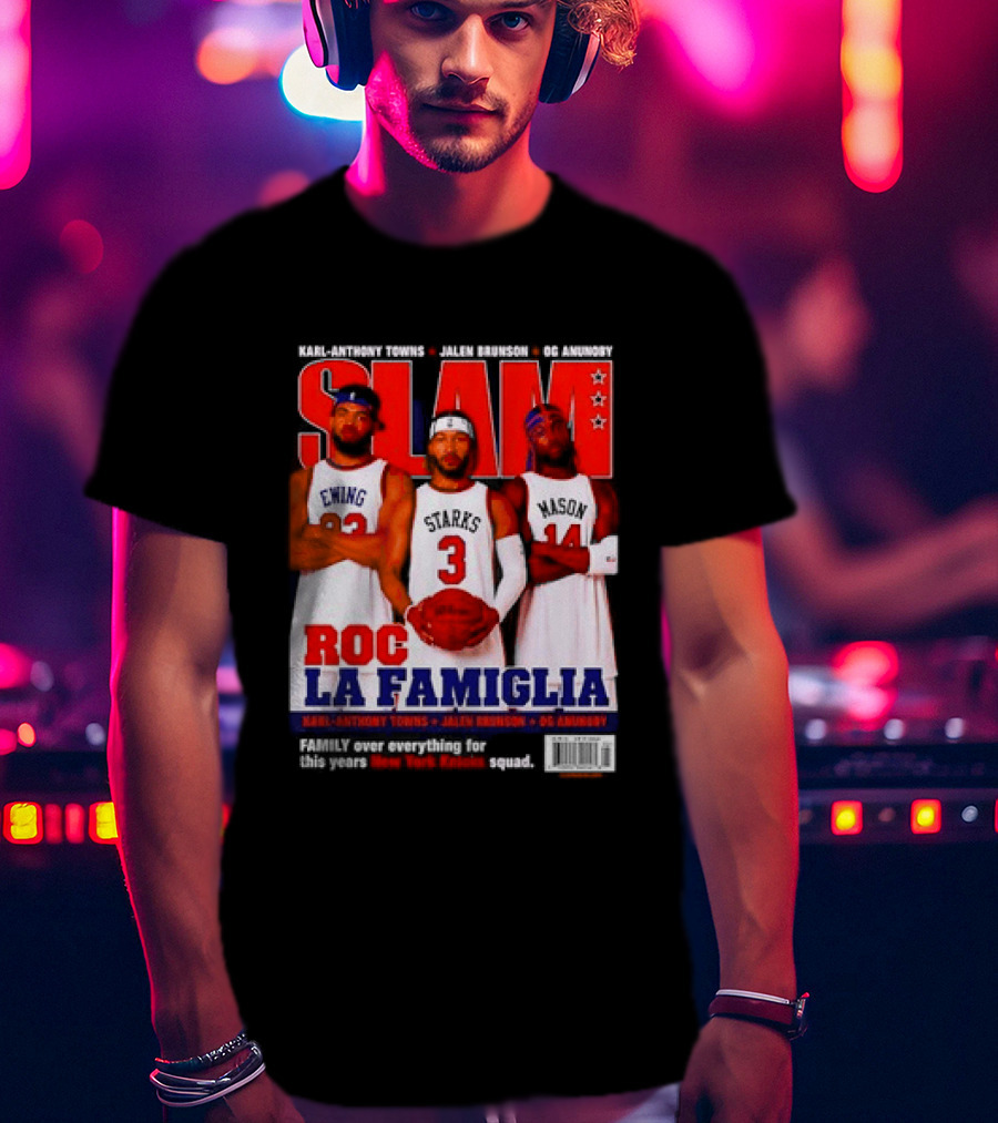 SLAM Magazine Roc La Famiglia Karl Anthony Towns Jalen Brunson OG Anunoby New York Knicks T-Shirt
