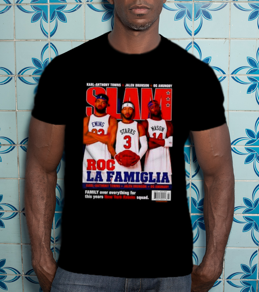 SLAM Magazine Roc La Famiglia Karl Anthony Towns Jalen Brunson OG Anunoby New York Knicks T-Shirt