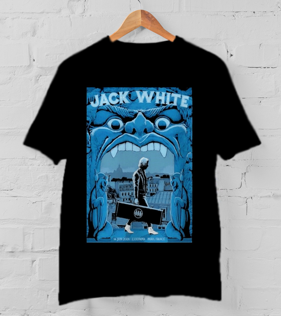 Jack White L'Olympia Paris France June 14 2026 Concert Imagery Blue Gargoyle T-Shirt