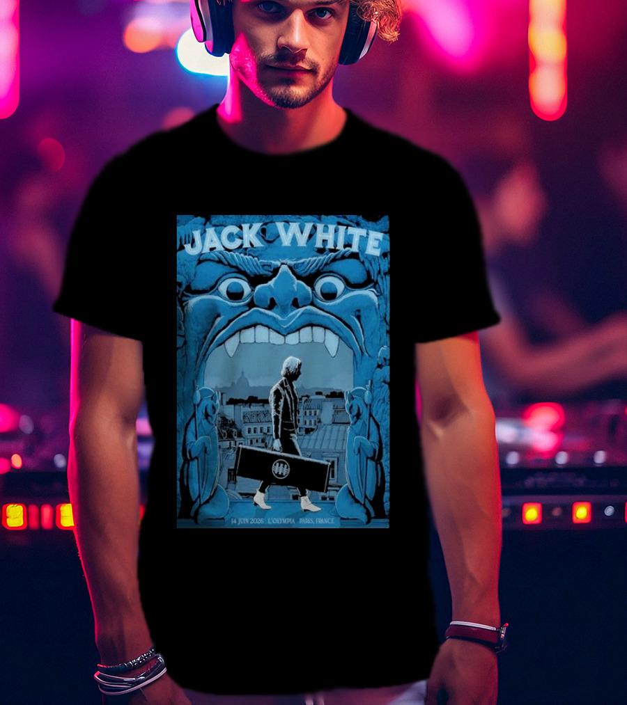 Jack White L'Olympia Paris France June 14 2026 Concert Imagery Blue Gargoyle T-Shirt