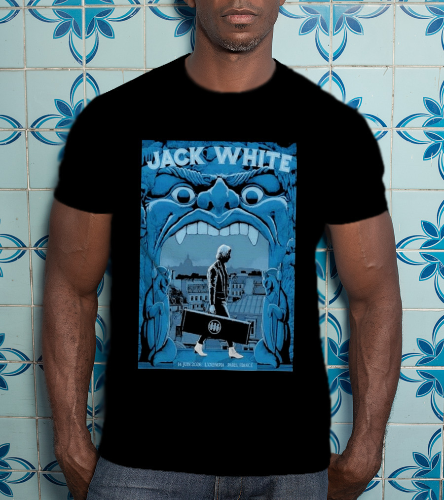 Jack White L'Olympia Paris France June 14 2026 Concert Imagery Blue Gargoyle T-Shirt