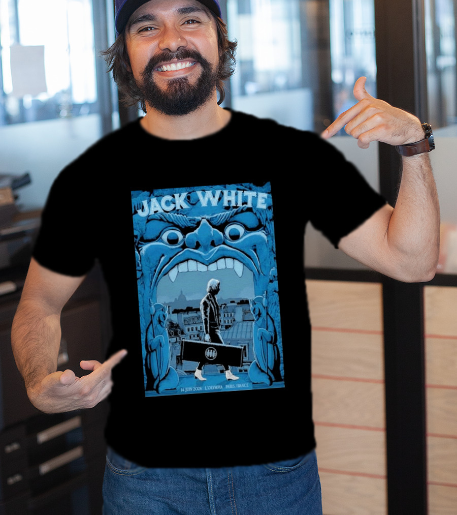 Jack White L'Olympia Paris France June 14 2026 Concert Imagery Blue Gargoyle T-Shirt