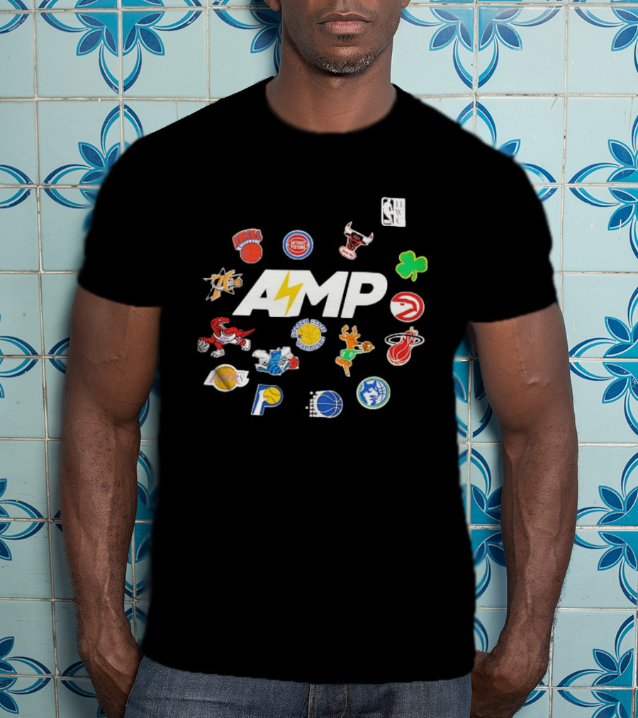 AMP Knicks Pistons Bulls 76ers Warriors Bucks Heat Lakers Hornets Pacers Raptors Mavericks Celtics Hawks T-Shirt
