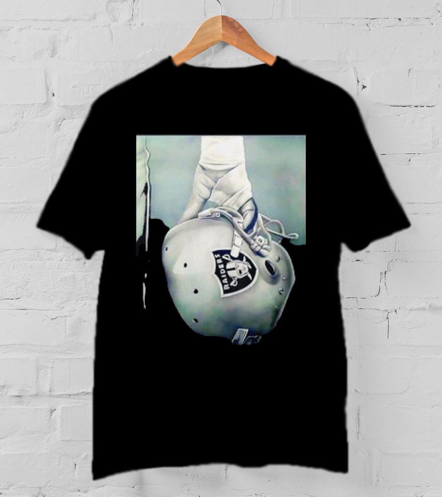 Las Vegas Raiders Football Helmet Hand Wrap Player Representation T-Shirt