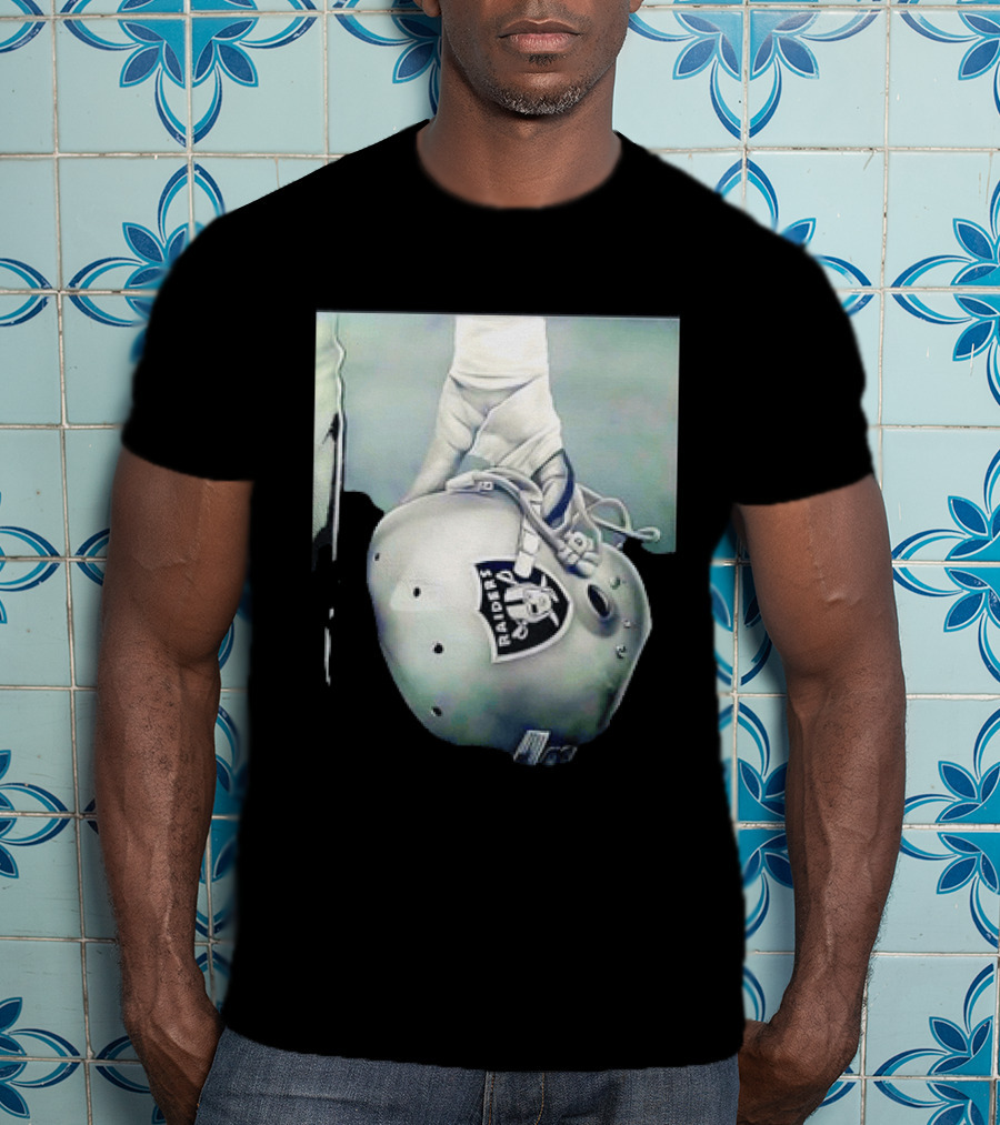 Las Vegas Raiders Football Helmet Hand Wrap Player Representation T-Shirt