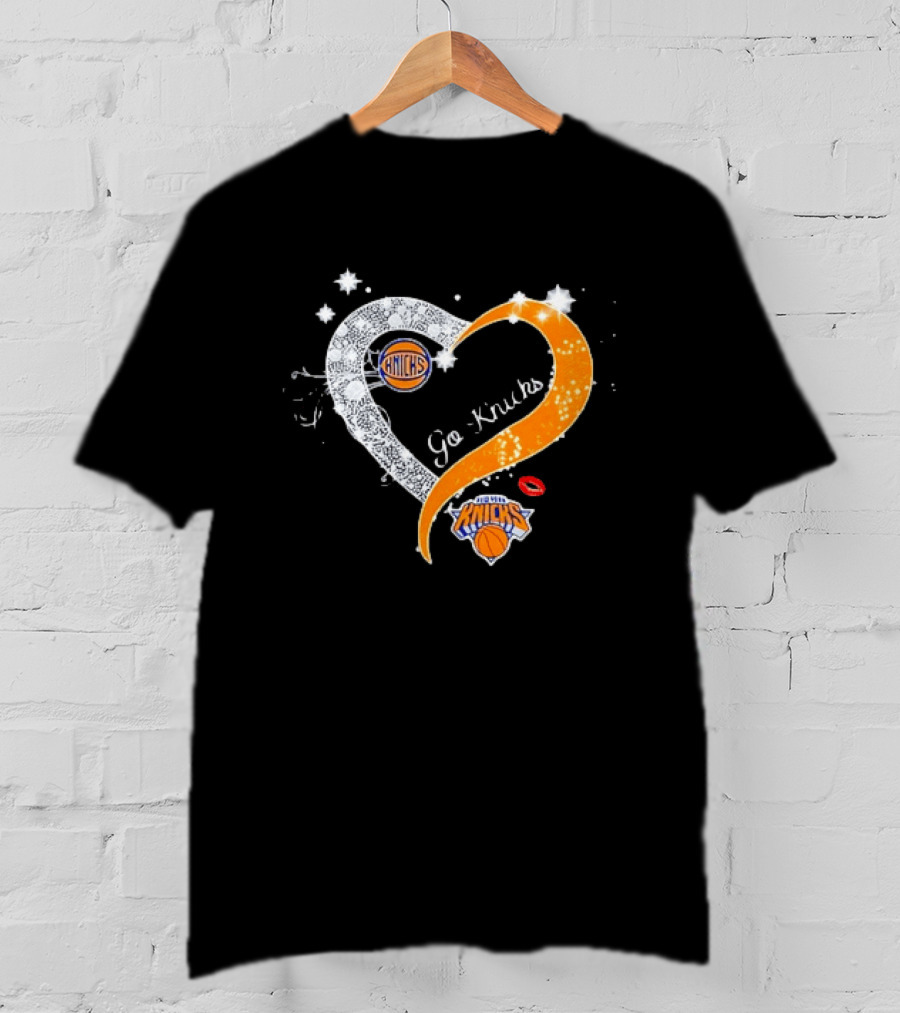 NY Knicks Heart Go Knicks Lips New York Knicks Basketball Team Fan T-Shirt