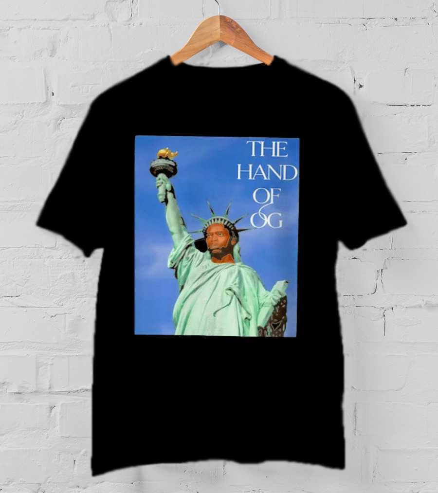 OG Anunoby New York Knicks The Hand Of OG Statue Liberty Fusion T-Shirt
