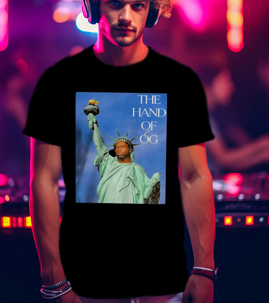 OG Anunoby New York Knicks The Hand Of OG Statue Liberty Fusion T-Shirt