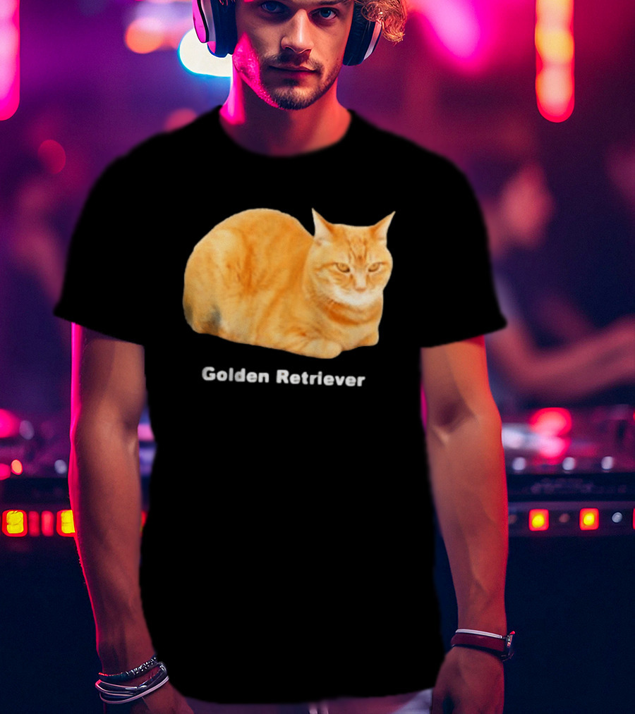 Orange Tabby Cat Golden Retriever Sarcastic Meme Humor T-Shirt