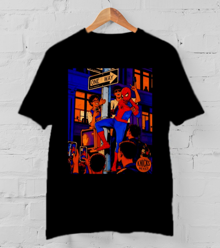 Spider Man One Way New York Knicks Mexico Dept Of Transportation T-Shirt