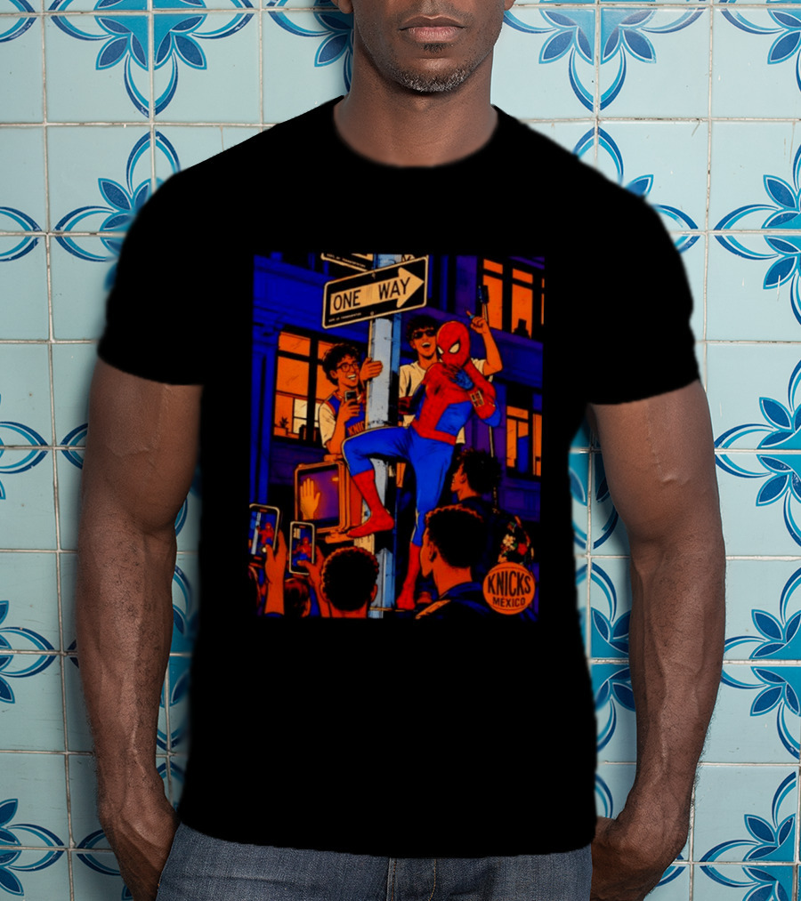 Spider Man One Way New York Knicks Mexico Dept Of Transportation T-Shirt