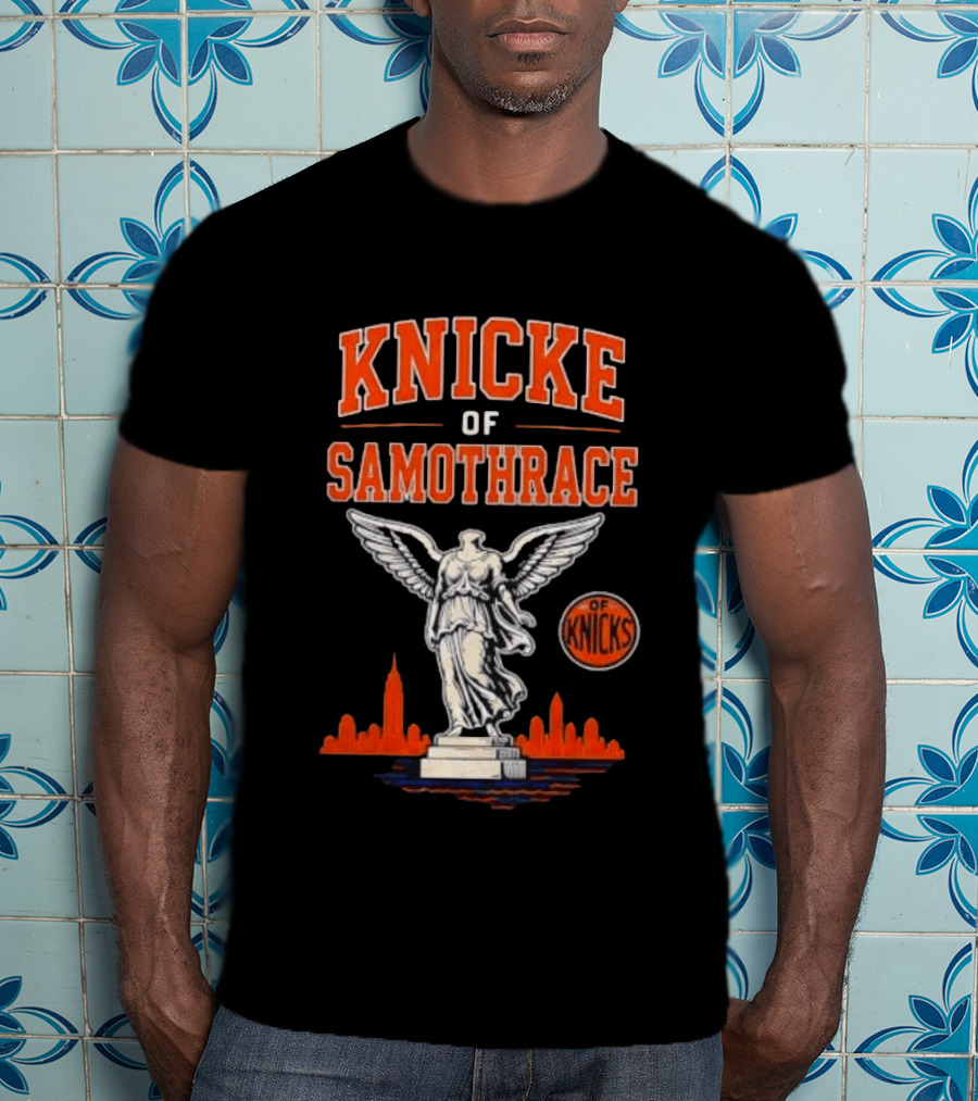 Knicks Of Samothrace Winged Victory Statue Basketball Skyline T-Shirt