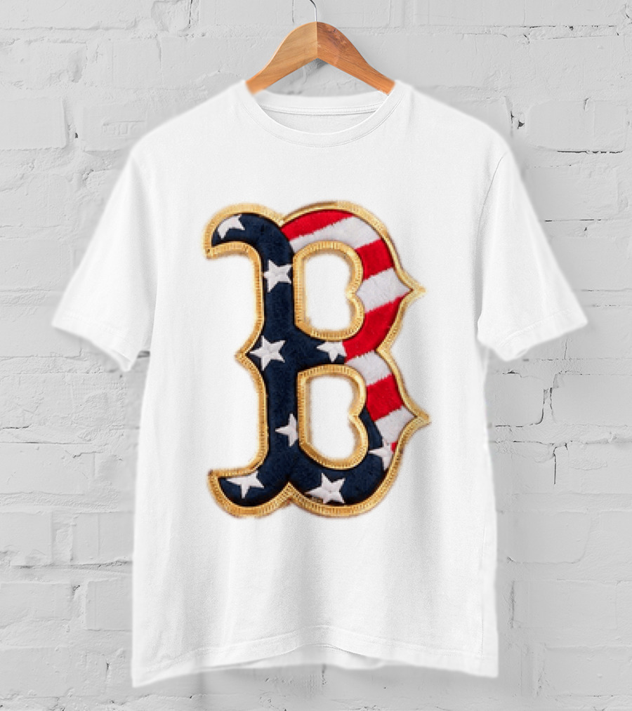 2026 Red Sox Patriotic Stars And Stripes B Logo MLB Fourth Of July T-Shirt