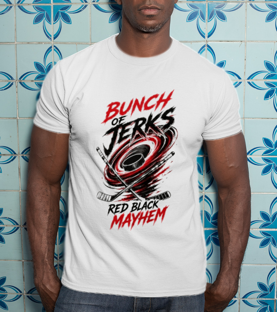 Bunch Of Jerks Red Black Mayhem Hockey T-Shirt