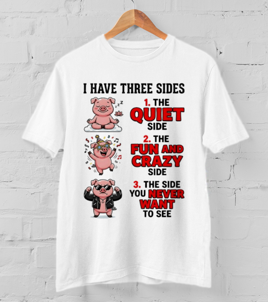 Pig I Have Three Sides Quiet Fun Crazy Never Want To See T-Shirt