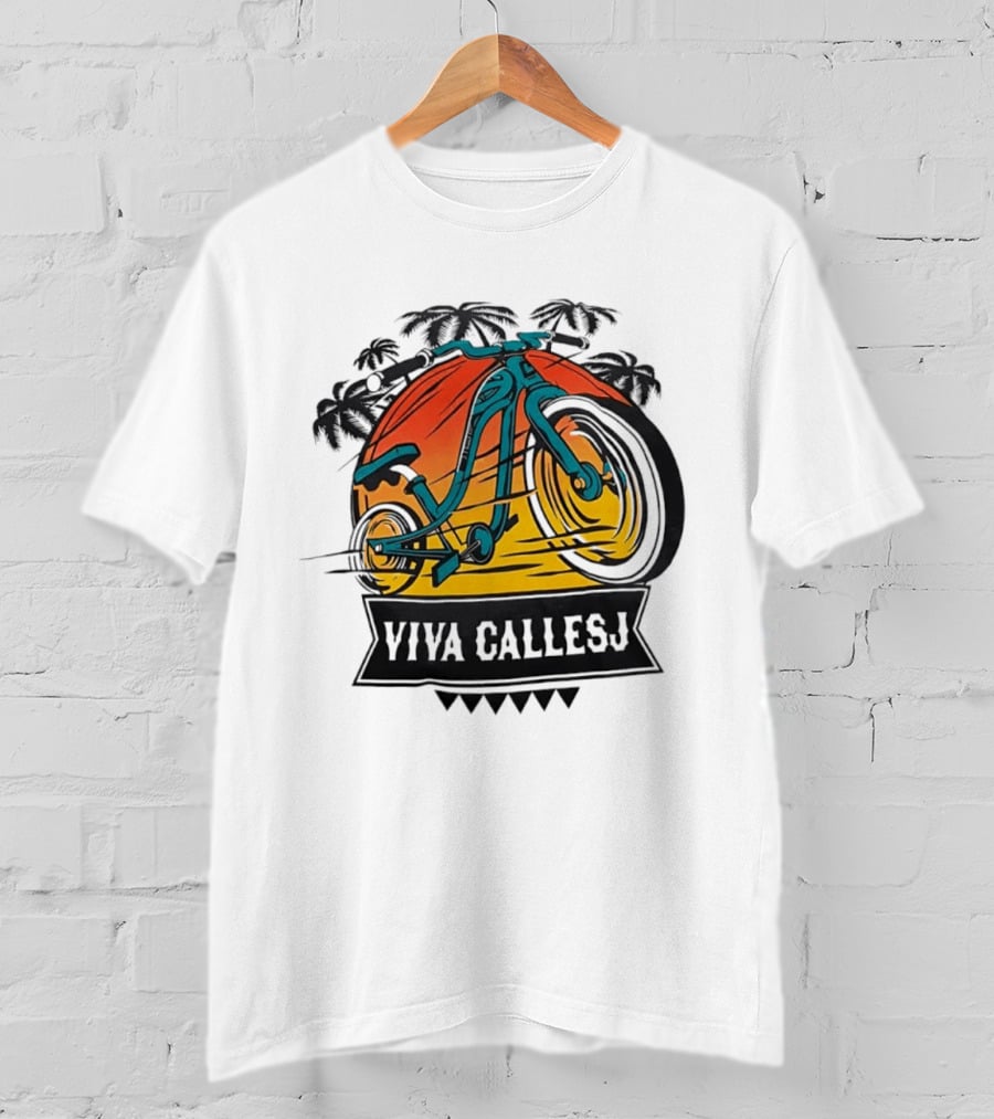 Viva CalleSJ San Jose Bike Tropical Palm Trees T-Shirt