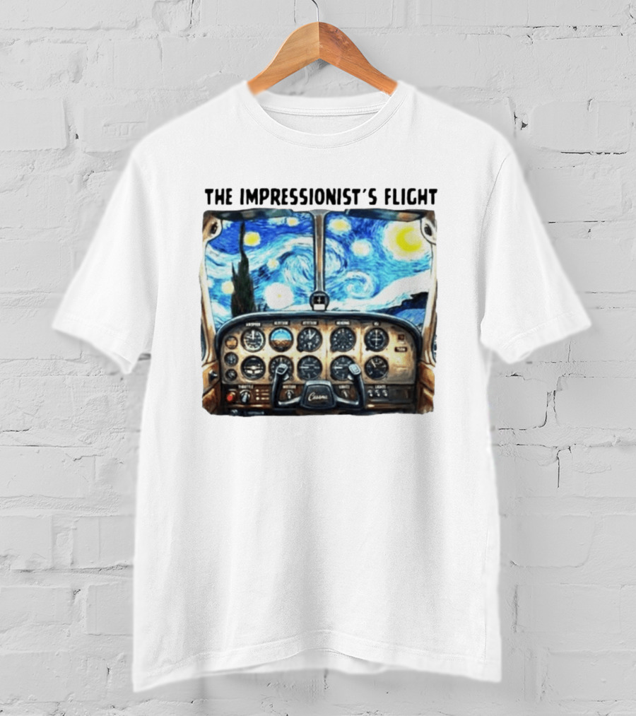 The Impressionist's Flight Cessna Instrument Panel Starry Night T-Shirt