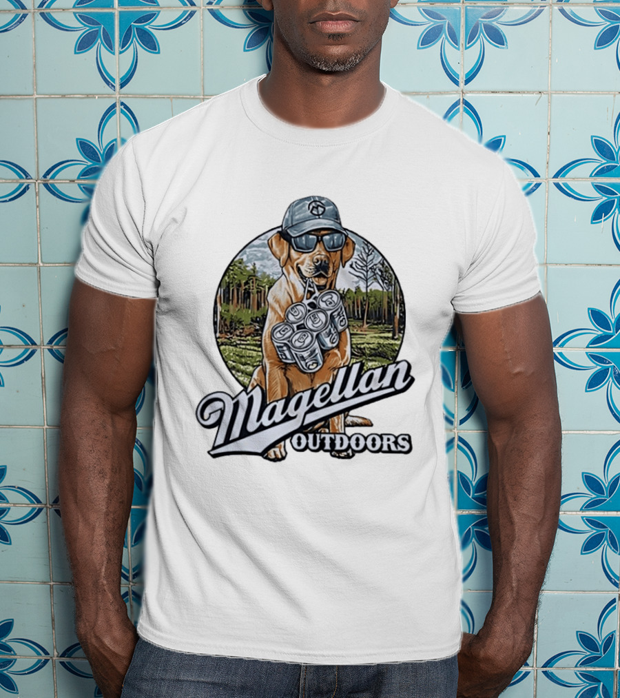 Magellan Outdoors Labrador Retriever With Six Pack In Forest Scene T-Shirt