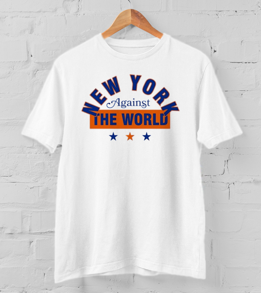 New York Against The World Blue Orange Stars T-Shirt