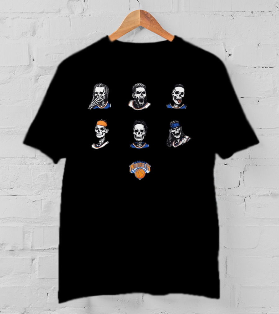 Death Before Defeat New York Knicks Skeleton Notoriety NBA 2026 T-Shirt