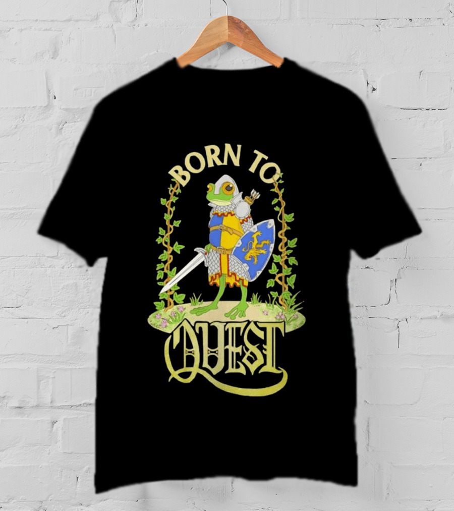Born To Quest Frog Knight Sword And Shield Adventure T-Shirt