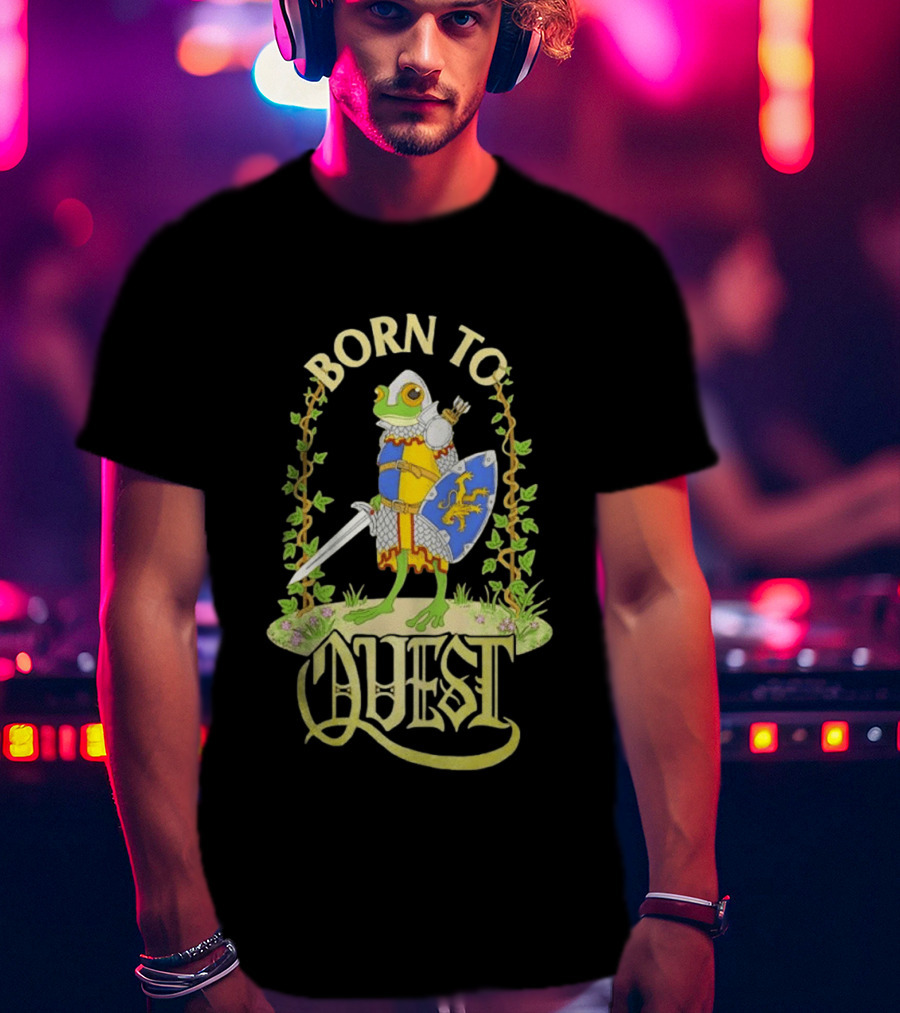 Born To Quest Frog Knight Sword And Shield Adventure T-Shirt