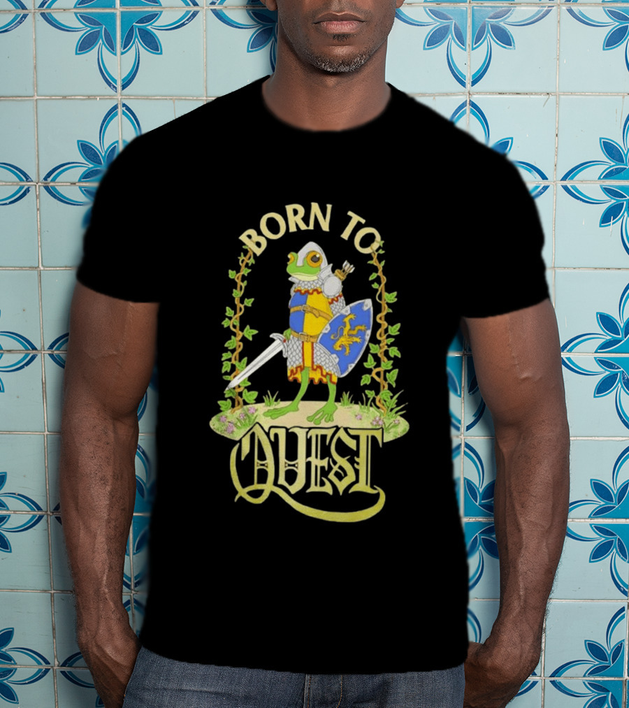 Born To Quest Frog Knight Sword And Shield Adventure T-Shirt