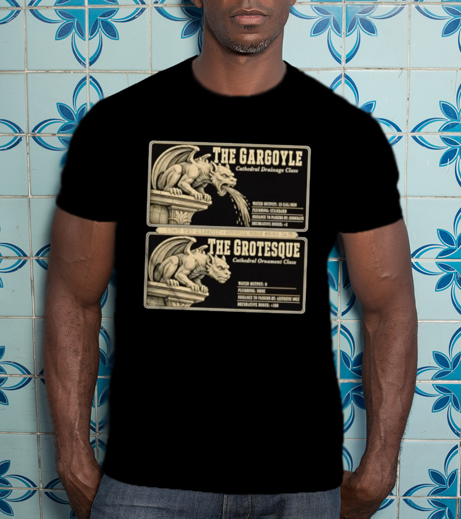 The Gargoyle And Grotesque Cathedral Drainage Ornament Guide Know Thy Masonry Stone Statue T-Shirt