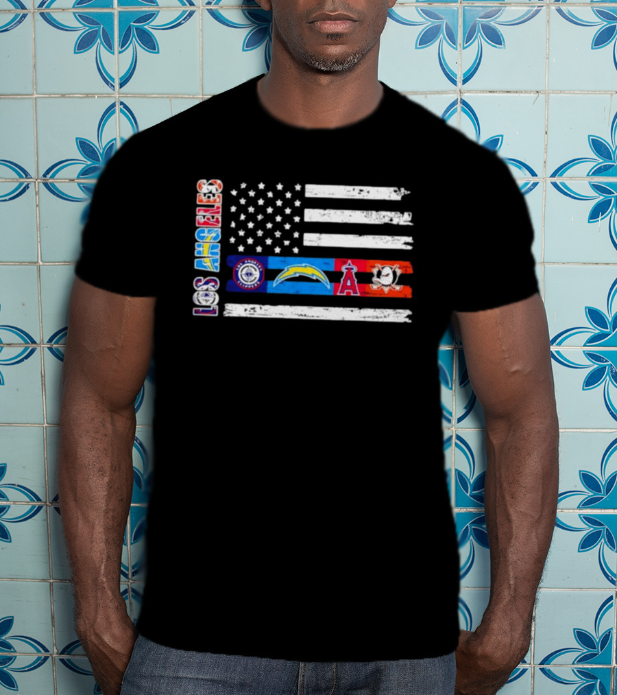 Los Angeles Clippers Chargers Angels Ducks USA Flag Independence Day T-Shirt