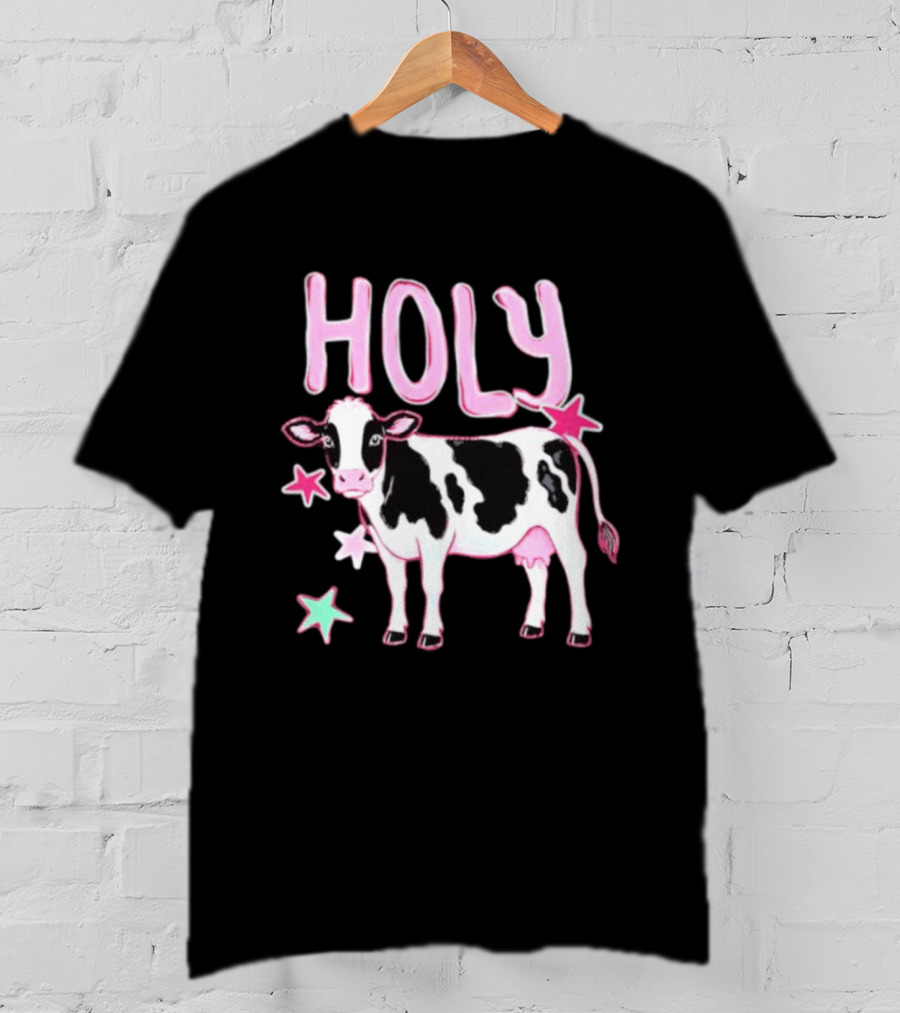 Holy Cow Pink Stars Farm Animal Lovers T-Shirt