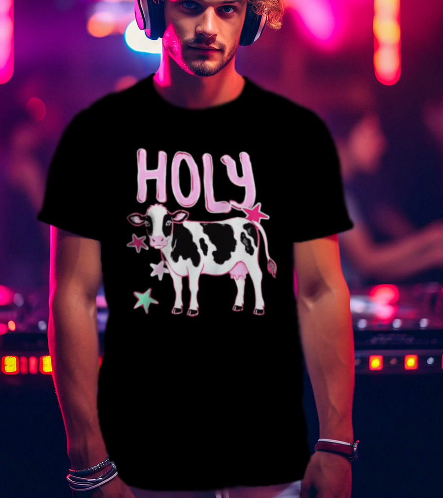 Holy Cow Pink Stars Farm Animal Lovers T-Shirt