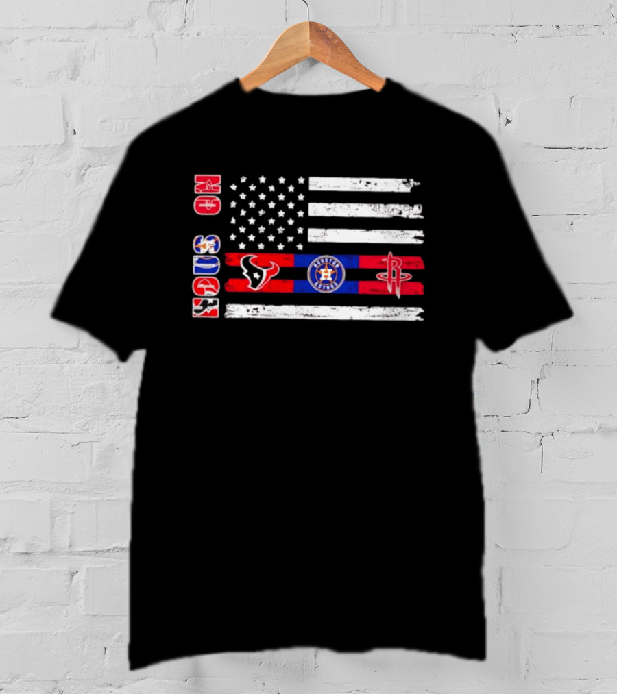 Houston Texans Astros Rockets USA Flag Independence Day T-Shirt