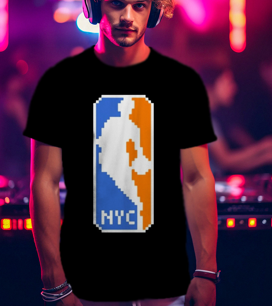 NYC NBA Pixel Logo Basketball T-Shirt