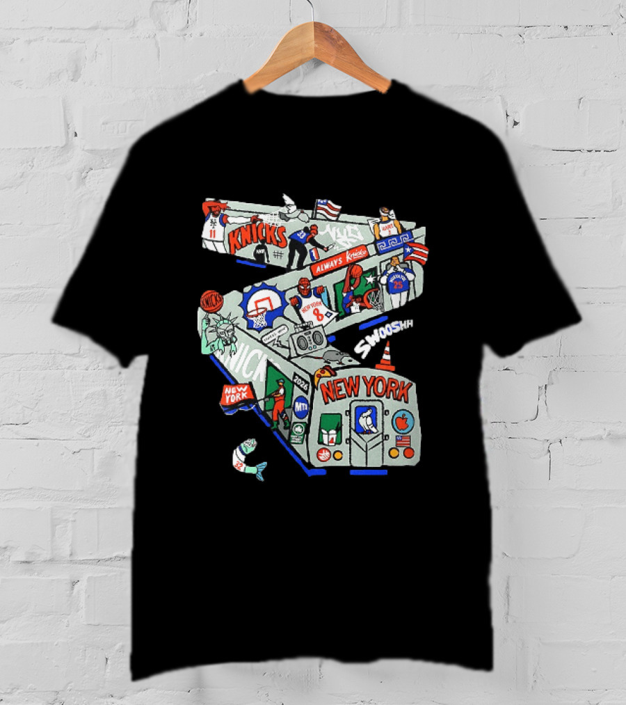 Knicks New York 2026 Jalen Brunson Josh Hart Spider Man Always Knicks Swooshh T-Shirt