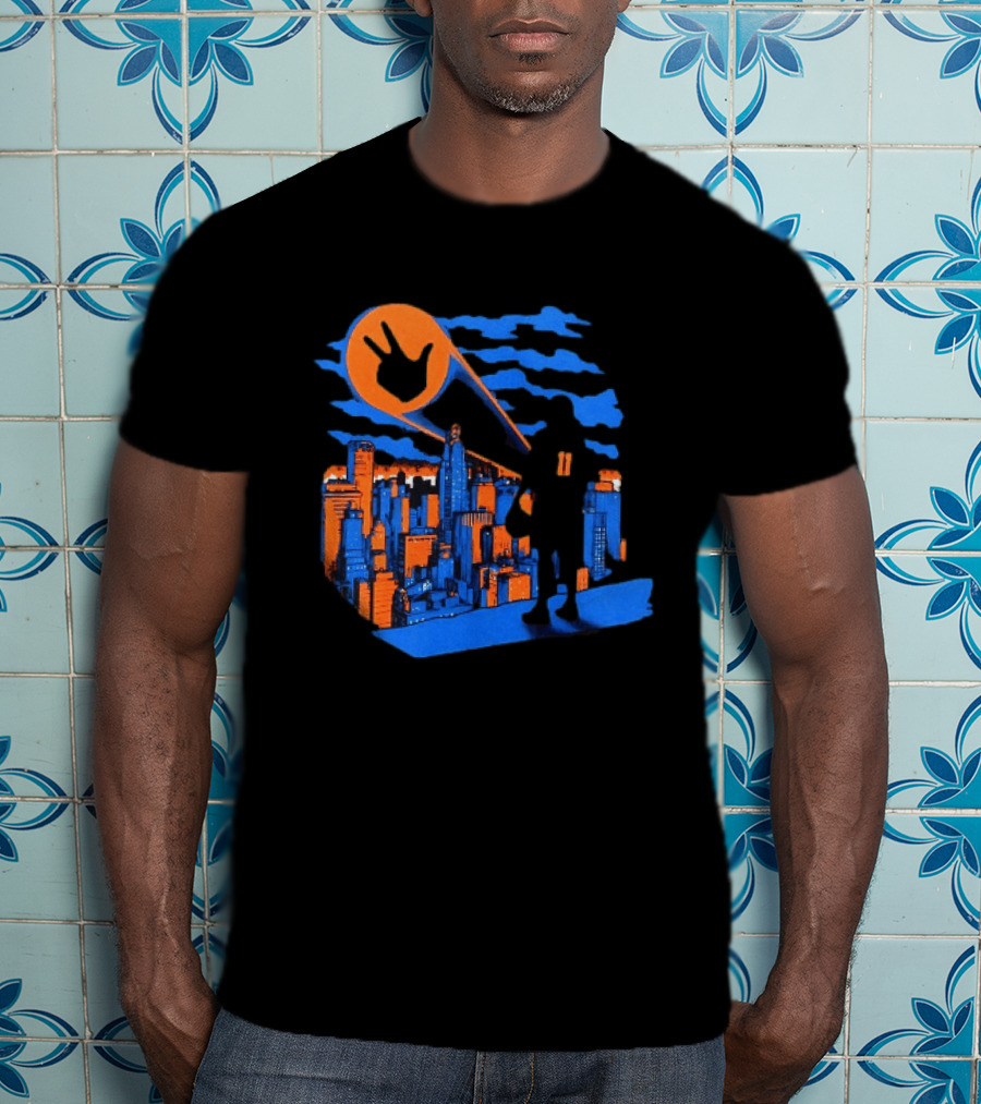 Jalen Brunson Three Points New York City Knicks NBA Basketball Player Skyline T-Shirt