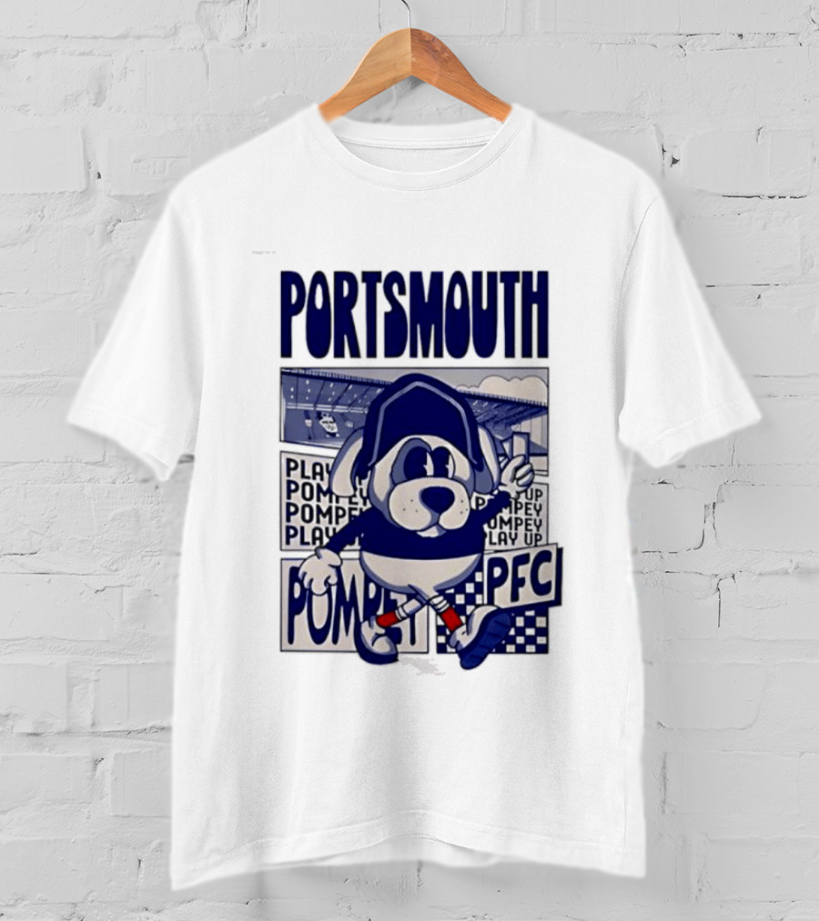 Portsmouth Football Club Play Up Pompey PFC Stadium Cartoon T-Shirt