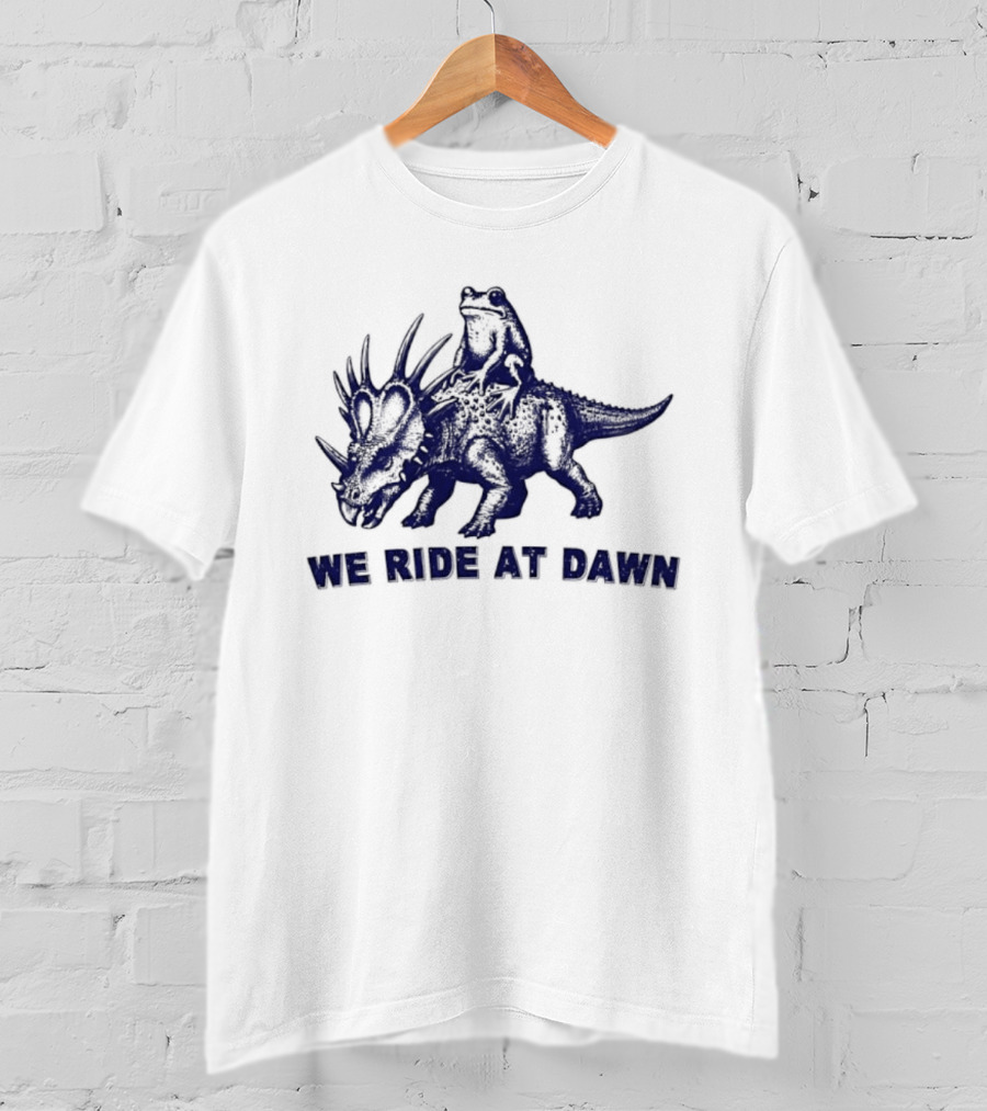 Frog Riding Styracosaurus We Ride At Dawn Adventure T-Shirt