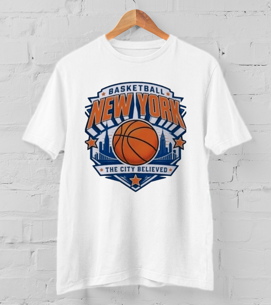 New York Basketball 2026 Champs The City Believed Skyline Basketball T-Shirt