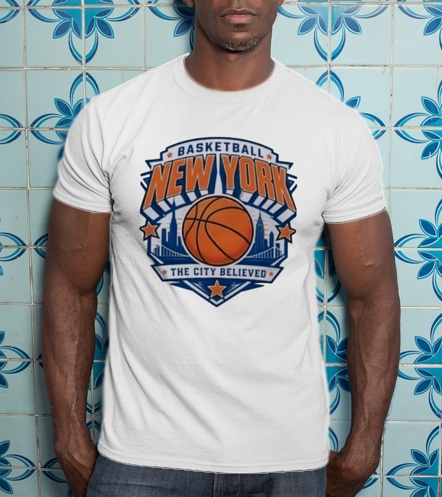 New York Basketball 2026 Champs The City Believed Skyline Basketball T-Shirt