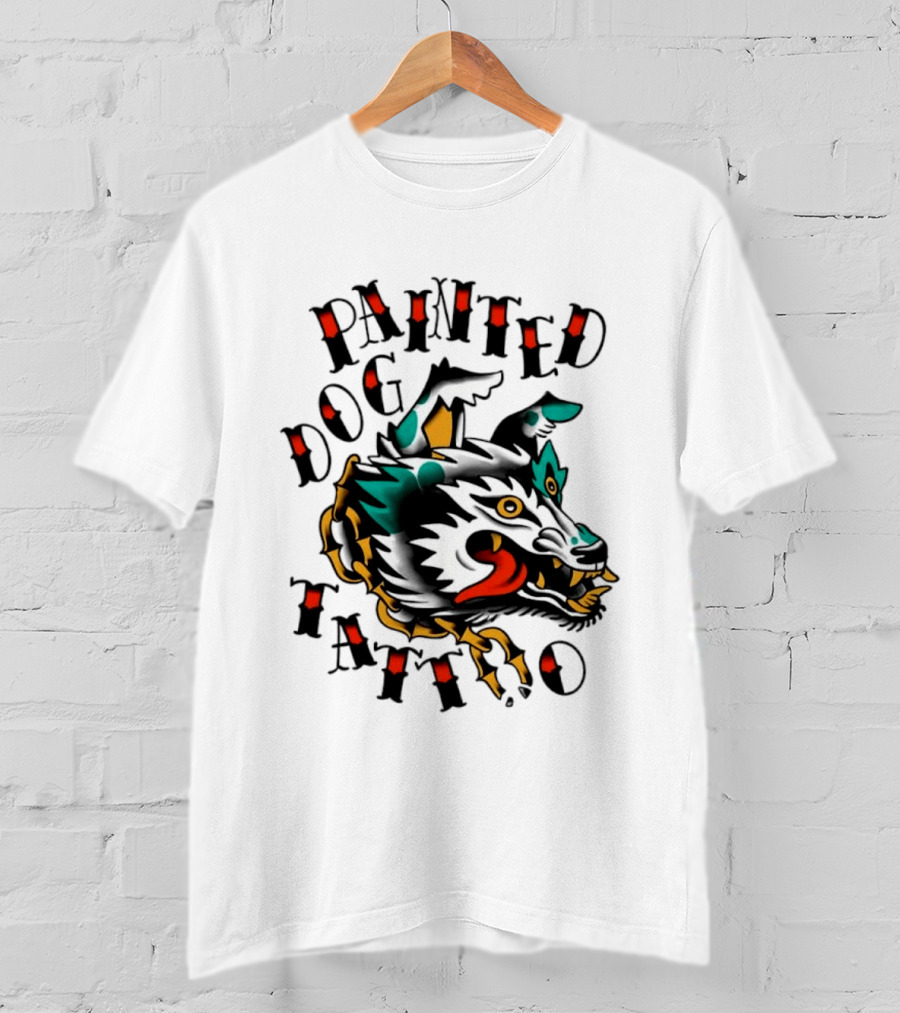 Painted Dog Tattoo Wild Canine Drawing T-Shirt