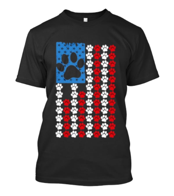 American Flag Paw Print Patriotic Animal Lover Dog Cat Pet Iconic USA Pride T-Shirt