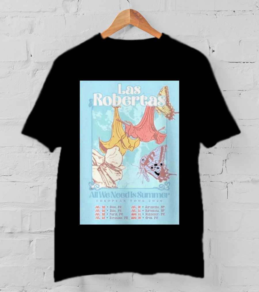 Las Robertas All We Need Is Summer European Tour 2026 Butterfly Floral T-Shirt