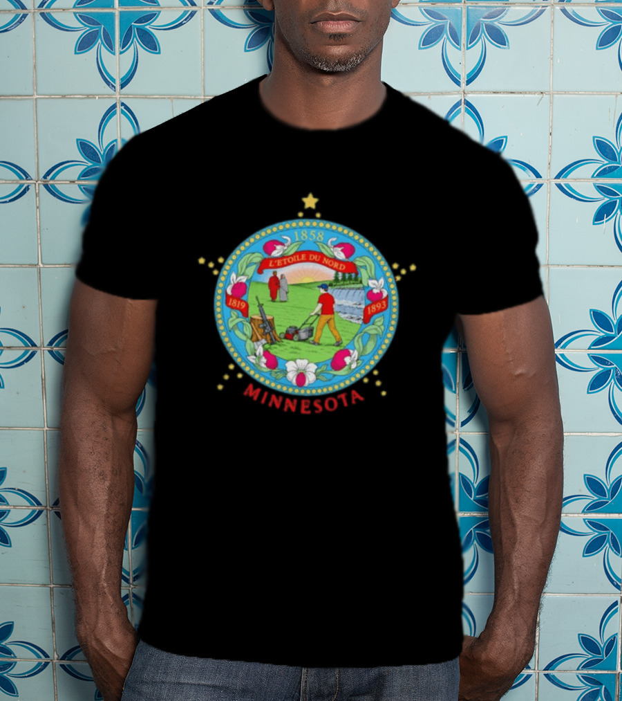 Minnesota Seal L'Etoile Du Nord 1858 1819 1893 Humorous Lawn Care Satire T-Shirt