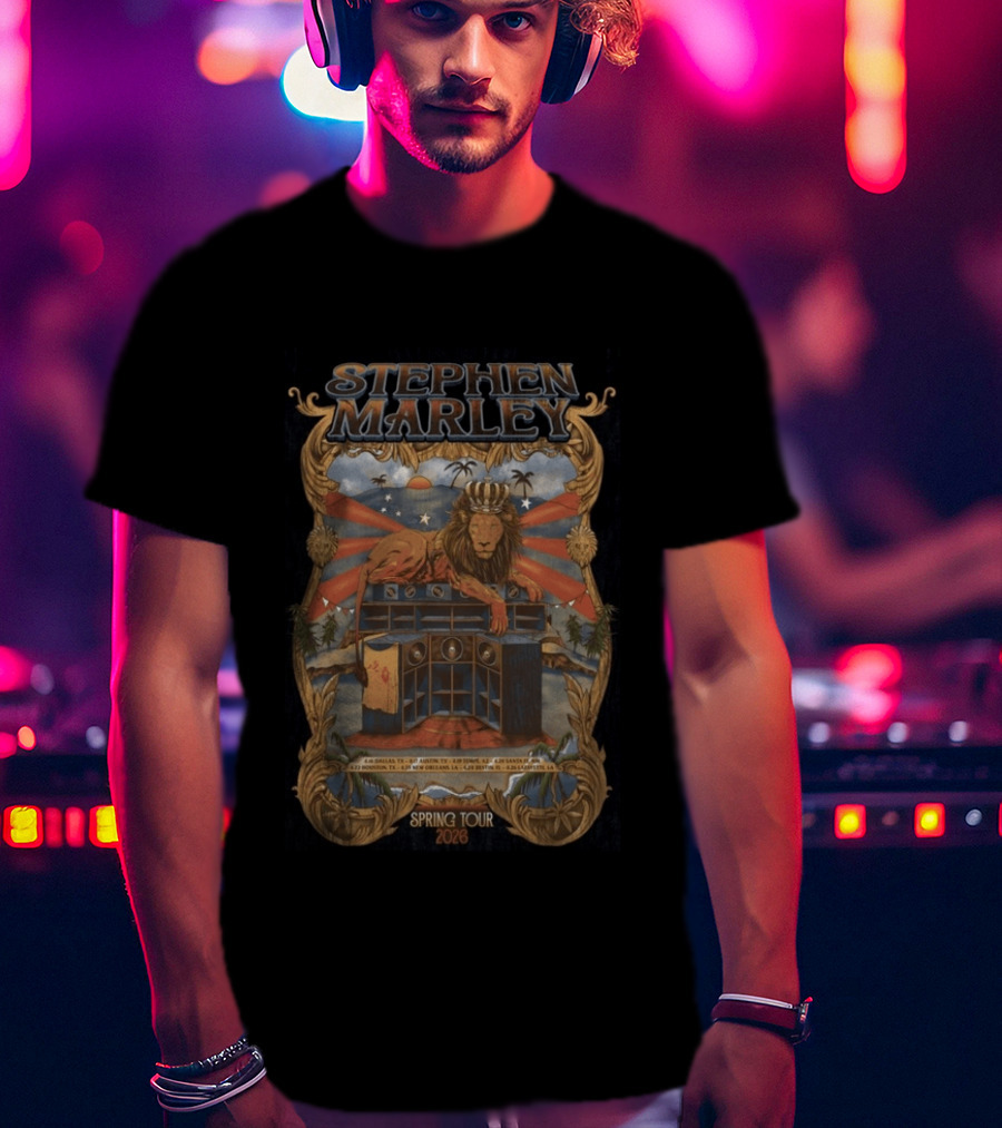 Stephen Marley Spring Tour 2026 With Lion And Speakers T-Shirt