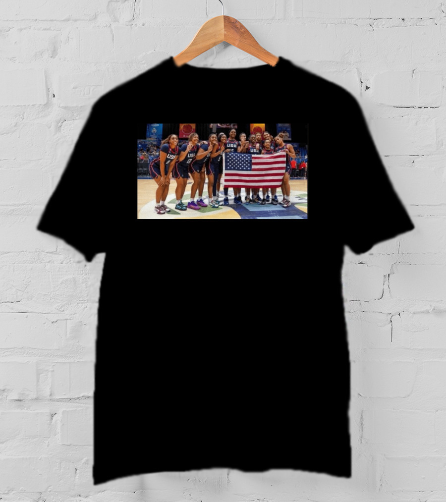 2026 U18 AmeriCup Basketball Champions Team USA With Flag T-Shirt